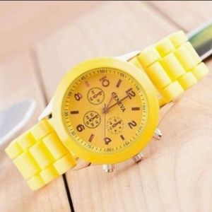 Geneva Yellow Silicone Band Watch